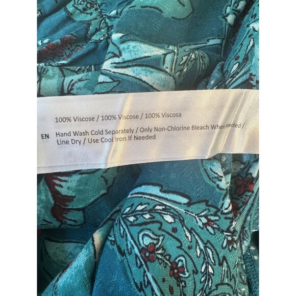 NWT Band Of The Free Large In Floral Print Boho Teal Red Aqua Maxi Skirt - Picture 16 of 16